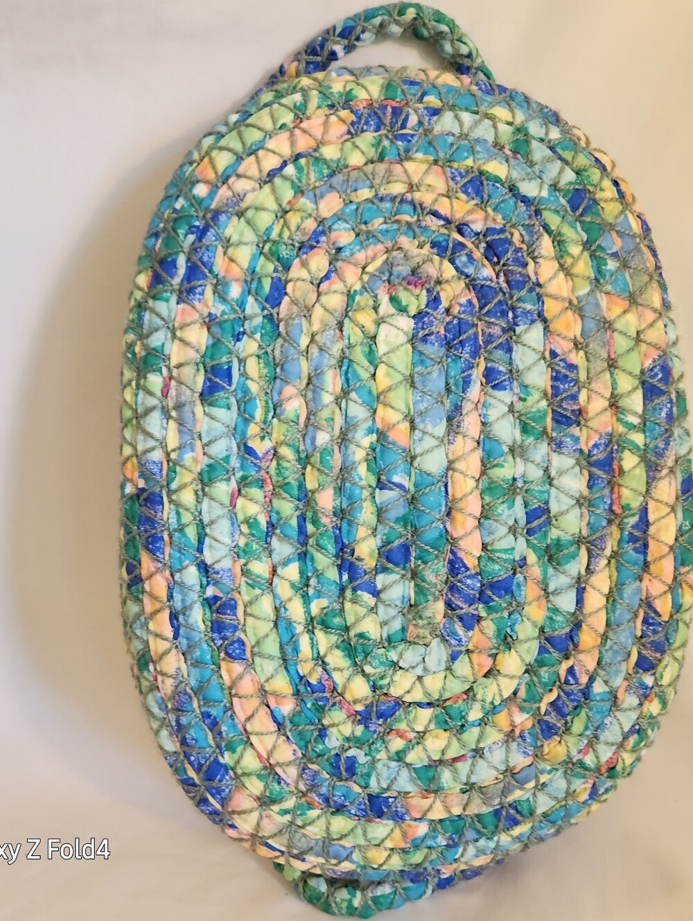 Handwoven Oval Home Art Tray - Blue & Pastel - Picture 4 of 6